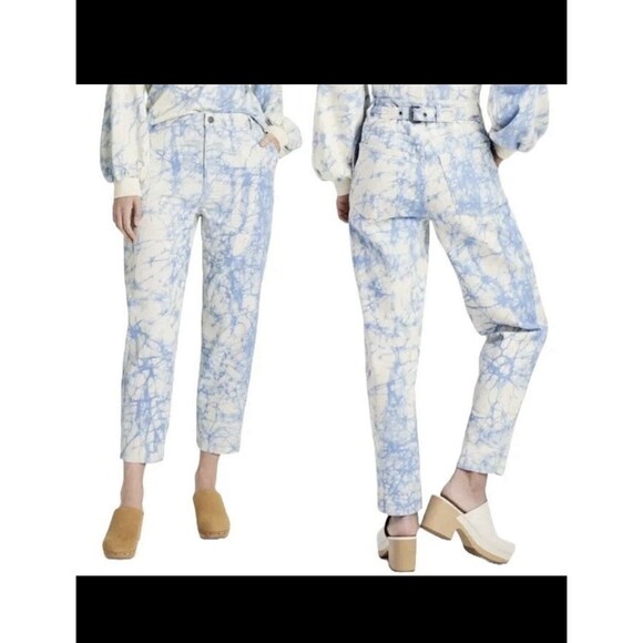 Rachel Comey x Target High Rise Crop Jeans Size 6 Blue Tie Dye Marbled Denim - Picture 1 of 14